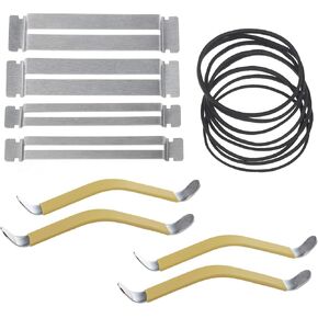 Guitar String Spreaders and Fingerboard Guards, 4Pcs Rubber Coated String Spreaders and 4Pcs Fingerboard Guard with Rubber Band, Great Tool for Fretboard Cleaning Filing Polishing or Repairs