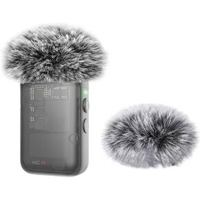 Windscreen for DJI Mic 2 Transmitter Cover/Osmo Pocket 3 Lavalier Microphone Accessories 2 Pack Furry Wind Muff Pop Filter Noise Reduction Foam - Grey