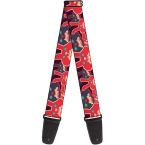 Guitar Strap Angry Bunnies Purple Red Blue 2 Inches Wide