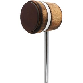 Low Boy Wood/Leather Bass Drum Beater - Versatile Light-Weight Bass Drum Beater with Durable Leather Surface & Aerospace-Grade Steel Rods
