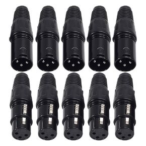 DIANN 10pcs 3 Pin XLR Connector XLR Audio Jack Microphone Connector 5 Male XLR Connector and 5 Female XLR Connectors