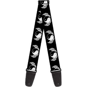 Buckle-Down GS-W32504 Guitar Strap - Yin Yang With Wings Black/White, 2" Wide & 29-54" Length
