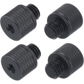MECCANIXITY 4Pcs Mic Stand Adapter 1/4 Female to M10 Male Camera Screw Thread Adapter for Microphone Tripod Stand Black