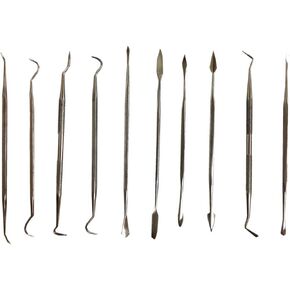 ARTIST'S BEST 12 Pc Double Ended Wax Carvers Pick Set | 24 Tips Include Knives, Spades, Spatulas, Scrapers, Scoops, Burnishers | Stainless Steel Construction | Knurled Grip Ergonomic Handles