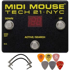 Tech 21 MM1 MIDI Mouse Bundle with 2 Patch Cables and 6 Dunlop Picks