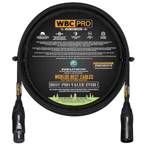 5 Foot - WBC-PRO-Quad Ultra-Silent Ultra-Flexible Balanced Star-Quad Cable with Neutrik Male & Female XLR Plugs & Black Tweed Jacket