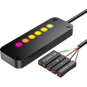 PC Case Power Switch, Touch Slide Switch, 2m Case Power Button Extension Cord, 6pcs RGB Light Effect LED