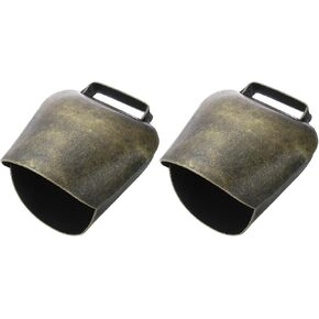 PATIKIL Grazing Iron Bells for Cow Horse, 2 Pcs Farm Animal Cow Bells Noise Makers, Cattle Farm Animal Copper Loud Bronze Bells, 2.3 x 2 x 2.6", Green Patina