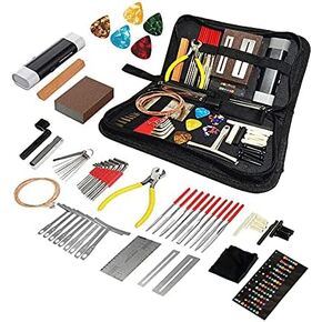 Guitar Repairing Maintenance Tool Kit 72Pcs Guitar Repair Kit Including Guitar Strings, Plectrums, Bridge, Guitar Code For Acoustic Electric Guitar Bass Ukulele