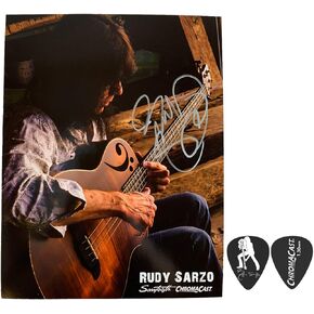 ChromaCast Rudy Sarzo Signature 1.30mm Guitar Pick 30 Pack & Signed 8.5x11 Photo Pack (CC-RS-Post-KIT)