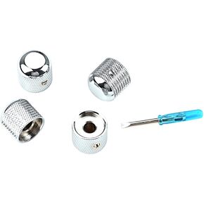 Alnicov 4PCS Guitar Dome Knobs Volume Control Knobs,with Wrench Screws Set for Electric Guitar or Bass,Chrome