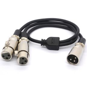 XLR Cable Y Splitter Adapter XLR Female to Dual XLR Male Y Extension Cords for Microphone Audio 50CM (1 Male to 2 Female)