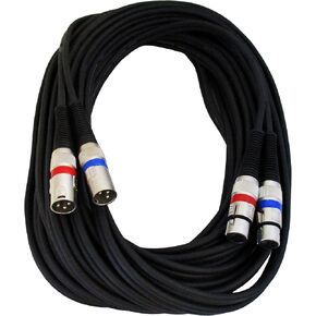 Audio2000'S tm ADC203K 50ft 17AWG, Dual (XLRF-XLRM) Balanced Audio Cables