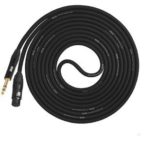 LyxPro 1/4" TRS to XLR Female Microphone Cable - 6 Ft - Black - for Professional Microphones and Devices