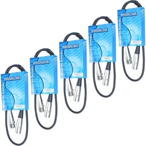 5 Pack 6 Foot FT Feet XLR Male to Female 3 Pin Mic Microphone Audio Extension Cable Patch Cord Shielded Balanced