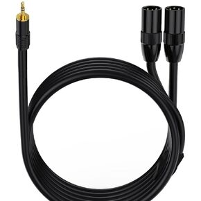 3.5mm TRS to XLR Microphone Y Splitte Balanced Cable Dual XLR Maleto 1/8 inch(3.5mm) Male Stage Patch Cord DMX Cable for Radio Station,Speaker Systems,Stage Lighting,Bar Light(0.5m/1.65ft)