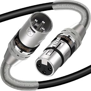 XLR Cable 8 ft 2 Pack, Premium XLR Microphone Cable, 3-Pin Balanced Shielded XLR Male to Female Mic Speaker Cord, Metal Spring SR, Black