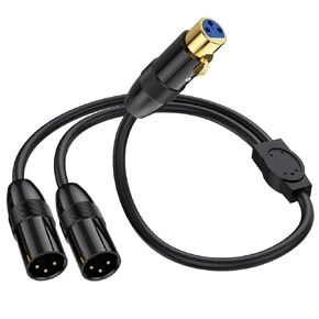 MOTONG XLR Y Splitter Cable, 1 XLR Female to 2 XLR Male XLR Cable Balanced Microphone Splitter Cord Audio Micphone Cable Adapter 0.5M/1.6FT(Female to Dual Male