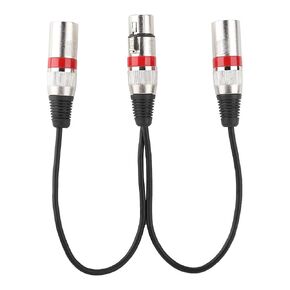 Hakeeta XLR Splitter Cable for , 3 Pin XLR Female to Dual XLR Male Patch Y Cable, Audio Mic Extension Cable,30cm(red)