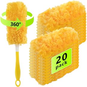 30 Pack Duster Refill for Swiffer Dusters，360° Heavy Duty Duster Refills with 1 Handle，Unscented Duster Kit，Multi-Surface Duster Refills for Cleaning，Disposable Electrostatic Microfiber Dusters