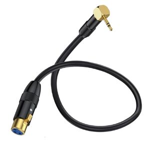 كابل ميكروفون بزاوية يمنى 90 درجة 3.5 مم إلى XLR، كابل مقبس XLR إلى 3.5 مم، محول سلك مكبر صوت Aux 1/8 بوصة إلى XLR أنثى لأجهزة الكمبيوتر المحمول، والكاميرا، والصوت، وDV (1.8 متر)