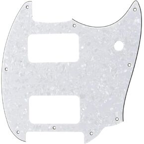 White Pearl HH 9 Holes Round Corner Guitar Pickguard 2 Humbuckers Compatible for Squier Bullet Series Mustang Electric Guitar