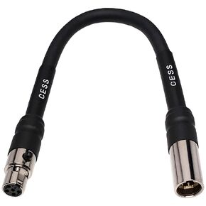 CESS-199 Mini XLR 5-Pin Female to Male Extension Cable, 6 Inches, Metal Shell with Heat Shrink Tubing Reinforcement for Long-Term Durability