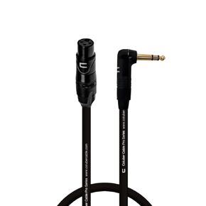 Balanced XLR Cable Female to Right Angle 1/4" TRS - 3 Feet Black - Pro 3-Pin Microphone Connector for Powered Speakers, Audio Interface or Mixer for Live Performance & Recording