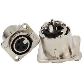 2Pack XLR Female Jack 3 Pin XLR 3 Pin Female Chassis Panel Mount Socket Connector XLR Jack Socket Chassis XLR Wire Connector Microphone Audio Professional Quality Nickle Plated Connector