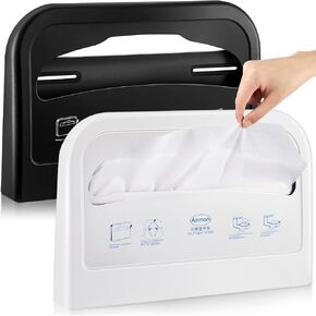 Hushee 2 Pcs Toilet Seat Cover Dispenser Wall Mount, Toilet Seat Cover Holder Plastic Black Dispenser for Disposable Half Fold Toilet Seat Liner for Commercial and Bathroom Use