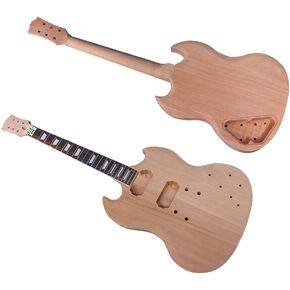 مجموعة واحدة من أدوات الجيتار الكهربائي، جسم وعنق جيتار الماهوجني، 24.75 بوصة، لوحة فريتس من خشب الورد 22 فريت، طراز SG، أجزاء جيتار كهربائي من خشب الماهوجني لمشروع الجيتار بنفسك in Kuwait
