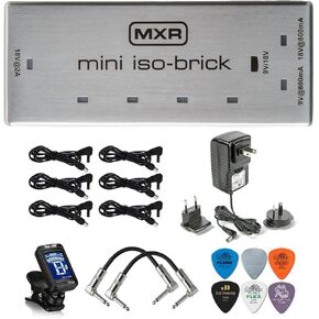 M239 Mini Iso-Brick 9v,18v Effects Pedal Power Supply with Tonebird Bundle Including Dunlop ECB004 18-volt Adapter, True Tune Tuner, Patch Cables and Dunlop Picks