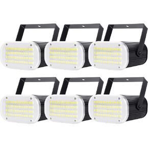 Luditek 6-Pack Mini Halloween White LED Strobe Light, Sound Activated - Flash Speed Adjustable Disco Lights w/ 48 Super Bright Party Lamp for Room Dance Parties DJ Karaoke Indoor Outdoor Decorations