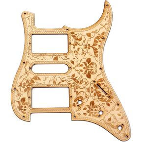 Alnicov 11 Hole HSH Guitar Pickguard，Maplewood ，with Decorative Flower Pattern for ST Electric Guitars