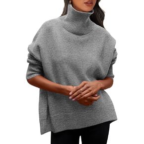 PRETTYGARDEN Women's Fall Turtleneck Sweater Long Sleeve Oversized Chunky Knitted Pullover Sweaters Basic Casual Tops Blouse