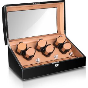 Watch Winders, 6 Automatic Watch Winder Box with 7 Extra Storages, Quiet Mabuchi Motor, Large Capacity Watch Winder Case for Men and Women
