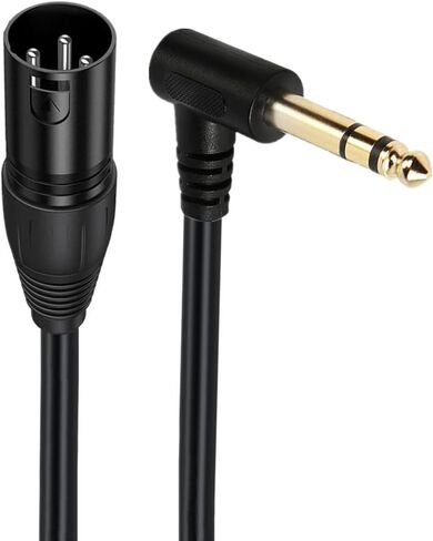Halokny XLR to 1/4 Cable, 90 Degree 6.35mm (1/4 Inch) Mono TS Plug Male to 3 pin XLR Male Balanced Microphone Stereo Audio Converter Adapter 50cm/1.6Feet (6.35mm TS to XLR Male) in Saudi Arabia