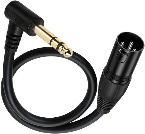 Halokny XLR to 1/4 Cable, 90 Degree 6.35mm (1/4 Inch) Mono TS Plug Male to 3 pin XLR Male Balanced Microphone Stereo Audio Converter Adapter 50cm/1.6Feet (6.35mm TS to XLR Male) in Saudi Arabia
