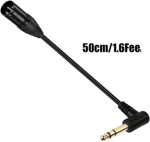 Halokny XLR to 1/4 Cable, 90 Degree 6.35mm (1/4 Inch) Mono TS Plug Male to 3 pin XLR Male Balanced Microphone Stereo Audio Converter Adapter 50cm/1.6Feet (6.35mm TS to XLR Male) in Saudi Arabia
