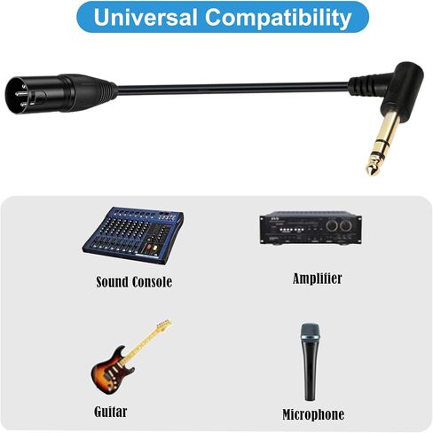 Halokny XLR to 1/4 Cable, 90 Degree 6.35mm (1/4 Inch) Mono TS Plug Male to 3 pin XLR Male Balanced Microphone Stereo Audio Converter Adapter 50cm/1.6Feet (6.35mm TS to XLR Male) in Saudi Arabia