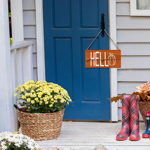 JXREQ Fall Decor Hello Fall Maple Leaves Wall Decor Door Hanging Decor, Welcome Sign for Front Door, Vintage Outdoor Wall Art Sign for Porch Yard Store Home Farmhouse Decor, 12x6 Inch in Saudi Arabia