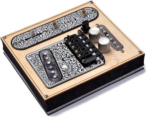 Swhmc Retro Tele Pickup Set 6 Strings Saddle Bridge Plate 3 Way Switch Control Plate Volume Control Plate Electric Guitars Replacement Parts - Black in Saudi Arabia