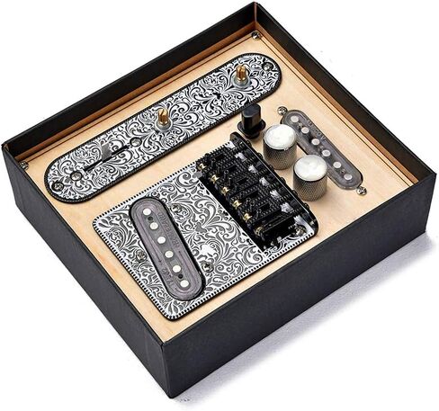 Swhmc Retro Tele Pickup Set 6 Strings Saddle Bridge Plate 3 Way Switch Control Plate Volume Control Plate Electric Guitars Replacement Parts - Black in Saudi Arabia
