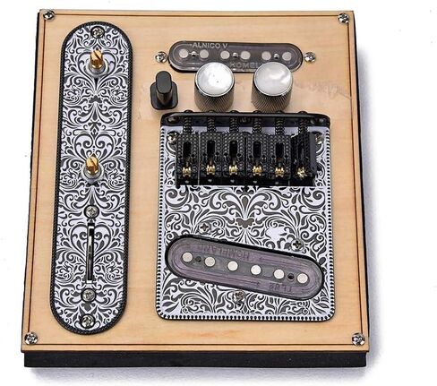 Swhmc Retro Tele Pickup Set 6 Strings Saddle Bridge Plate 3 Way Switch Control Plate Volume Control Plate Electric Guitars Replacement Parts - Black in Saudi Arabia
