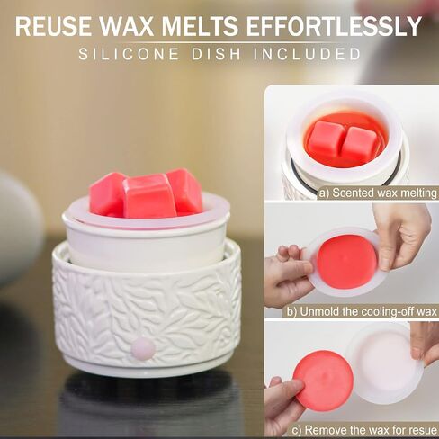 Wax Melt Warmer for Scented, Wax Melts 7 LED Color Changing Ceramic 3-in-1 Oil Burner Wax Melter Electric Candle Wax Warmer for Home Fragrance Great Gift in Saudi Arabia