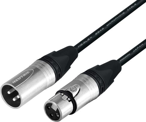 WORLDS BEST CABLES 2 Units - 0.5 Foot - Balanced Microphone Cable Custom Made Using Mogami 2549 (Black) Wire and Neutrik NC3MXX & NC3FXX Silver XLR Plugs in Saudi Arabia