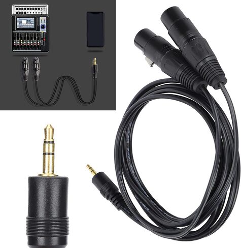 كابل GOWENIC أنثى مزدوج XLR إلى 3.5 مم YSplitter مقاس 1/8 بوصة، سلك كابل XLR مرن غير متوازن إلى 3.5 مم YSplitter، مقبس صغير 1/8 بوصة إلى XLR Y سلك محول مقسم in Saudi Arabia