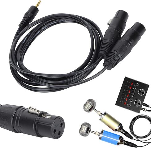 كابل GOWENIC أنثى مزدوج XLR إلى 3.5 مم YSplitter مقاس 1/8 بوصة، سلك كابل XLR مرن غير متوازن إلى 3.5 مم YSplitter، مقبس صغير 1/8 بوصة إلى XLR Y سلك محول مقسم in Saudi Arabia