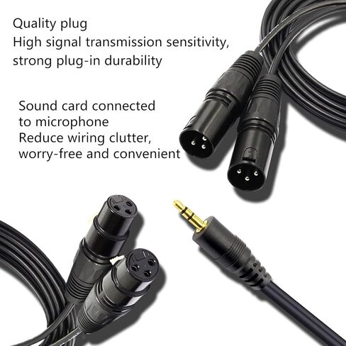 كابل GOWENIC أنثى مزدوج XLR إلى 3.5 مم YSplitter مقاس 1/8 بوصة، سلك كابل XLR مرن غير متوازن إلى 3.5 مم YSplitter، مقبس صغير 1/8 بوصة إلى XLR Y سلك محول مقسم in Saudi Arabia