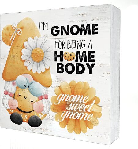 Gnome Memorial Wooden Box Sign Desk Decor Because Someone We Love is in Heaven Wood Block Plaque Box Signs Rustic Box Sign for Home Living Room Shelf Table Decoration (5 X 5 Inch) in Saudi Arabia
